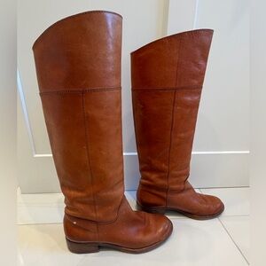 Coach Tall Leather Riding Boots in Cognac Brown